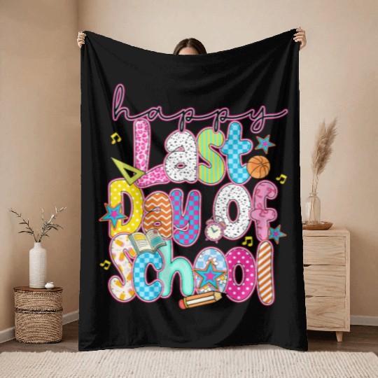 Last Day of School Teacher Summer Throw Blankets