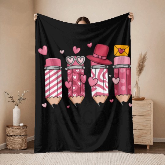 Teacher Valentine Throw Blankets