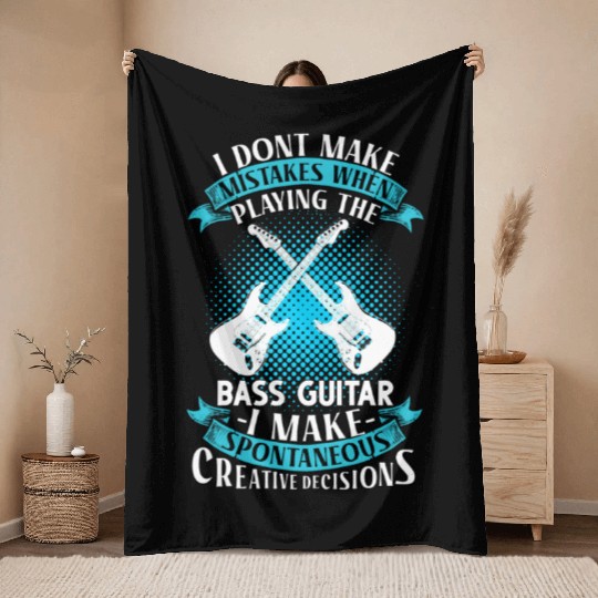 Bass Guitar = Spontaneous Genius Throw Blankets