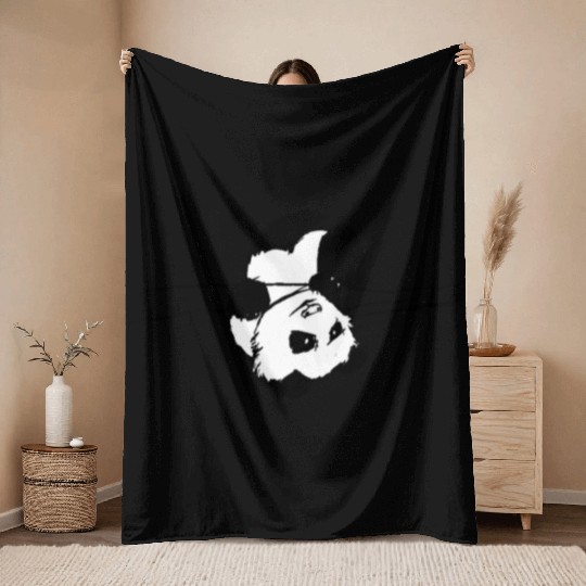 Cute Panda on Bamboo Throw Blankets Accessory, Minimalist