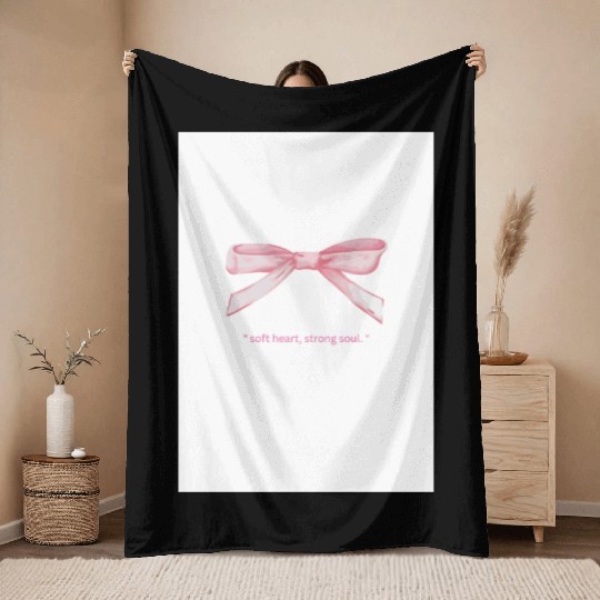 Elegant Pink Girly Design with a Soft Bow Throw Blankets