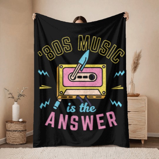 80s Music Is The Answer Throw Blankets