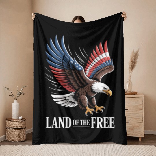 Land of the Free Throw Blankets