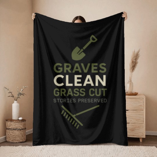 Cemetery Worker Groundskeeper Graveyard Memorial Throw Blankets