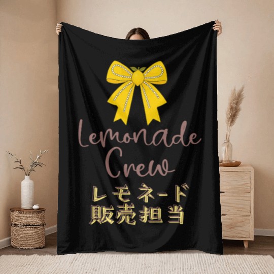 Lemonade Crew Yellow Bow Throw Blankets