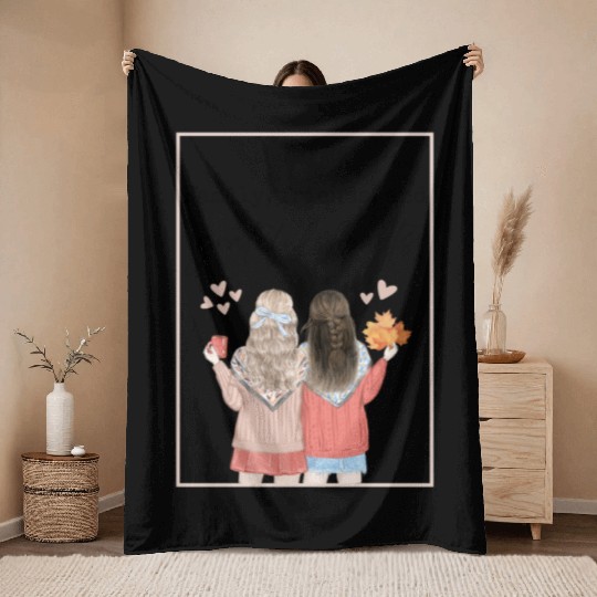 Family, friends, and grateful hearts Throw Blankets