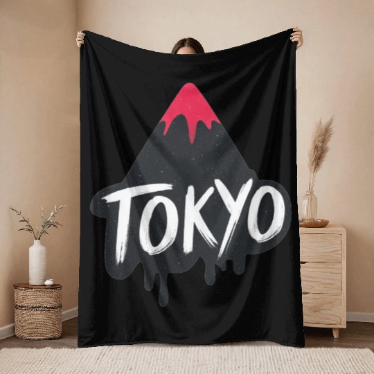 Tokyo Text Design Throw Blankets