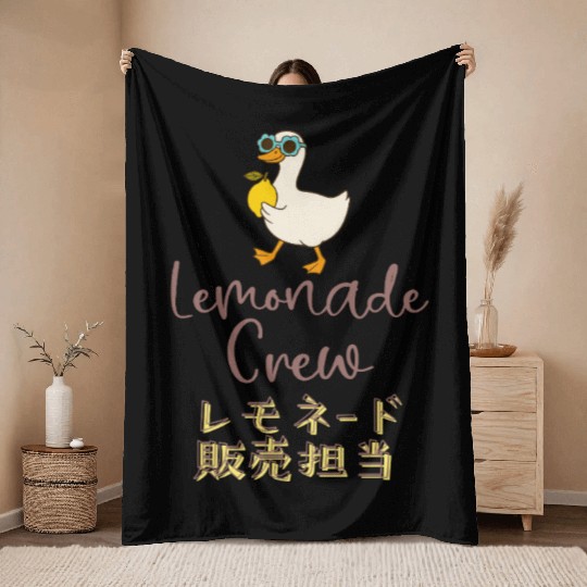 Lemonade Crew Walking Goose Throw Blankets