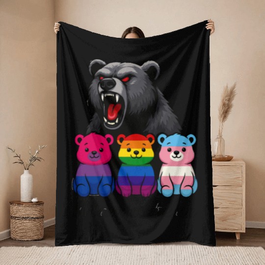 Mama Bear Pride Cubs Throw Blankets