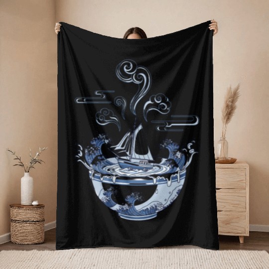 Storm in a Teacup - Nautical Art Throw Blankets
