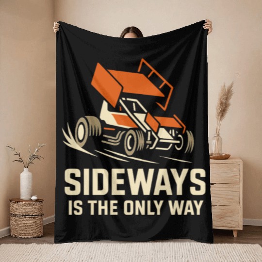 Sprint Car Racing Dirt Track Speed Oval Race Throw Blankets