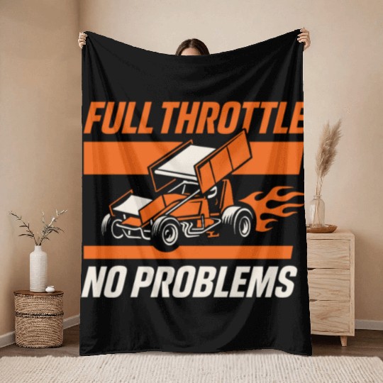 Sprint Car Racing Dirt Track Speed Oval Race Throw Blankets