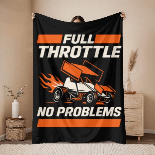 Sprint Car Racing Dirt Track Speed Oval Race Throw Blankets