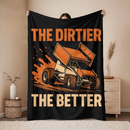 Sprint Car Racing Dirt Track Speed Oval Race Throw Blankets