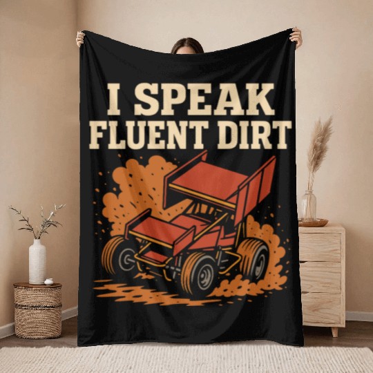Sprint Car Racing Dirt Track Speed Oval Race Throw Blankets