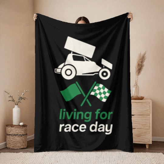 Sprint Car Racing Dirt Track Speed Oval Race Throw Blankets