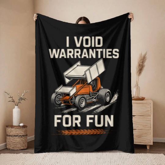 Sprint Car Racing Dirt Track Speed Oval Race Throw Blankets