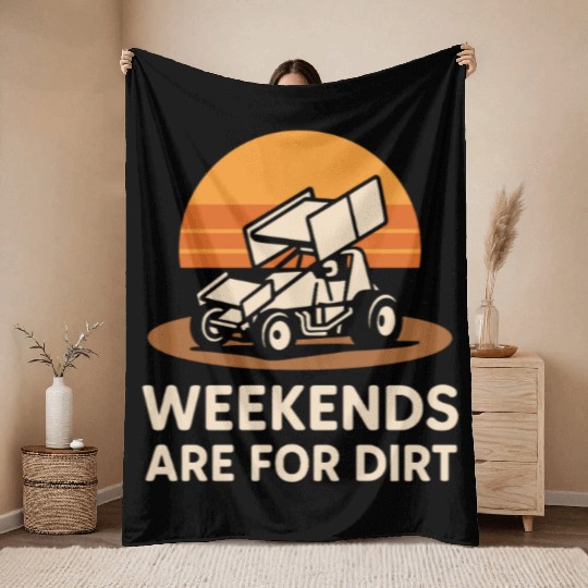 Sprint Car Racing Dirt Track Speed Oval Race Throw Blankets