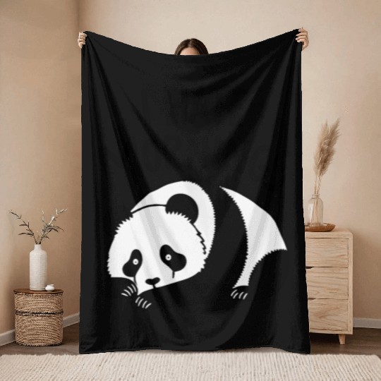 Panda I Hate Mornings Saying Throw Blankets