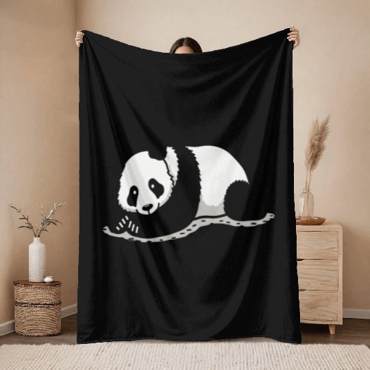 Panda I Hate Mornings Saying Throw Blankets