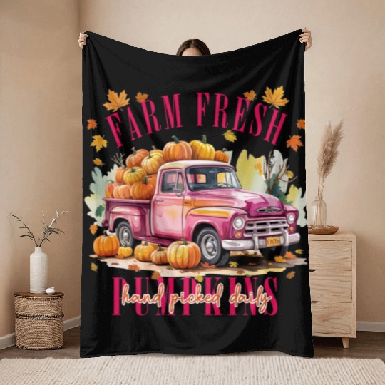 Unique Farm Fresh Pumpkins Hand Picked Daily Throw Blankets