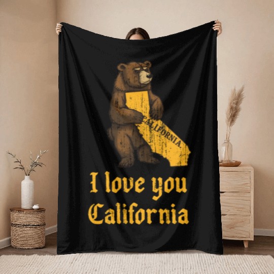 I love you California grizzly bear Throw Blankets