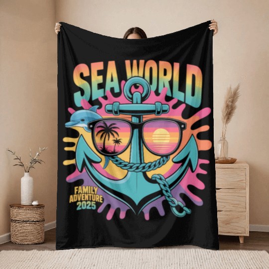 Sea World 2025 Ocean Explorer Memories Family Throw Blankets