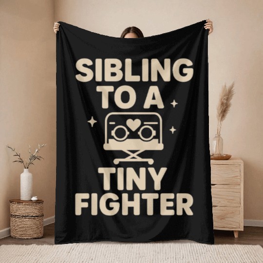 NICU Sibling Preemie Big Brother Big Sister Throw Blankets