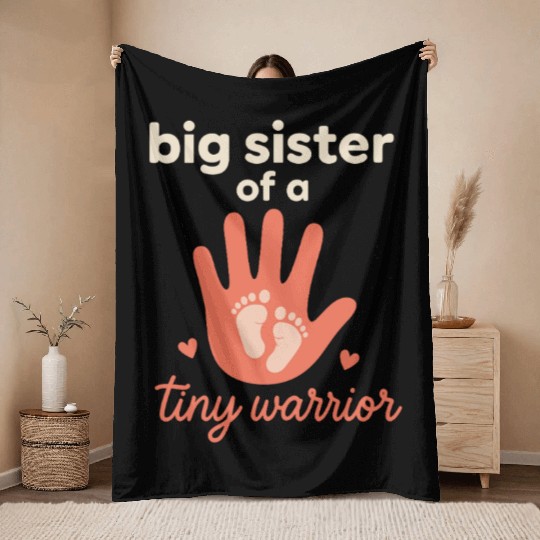 NICU Sibling Preemie Big Brother Big Sister Throw Blankets