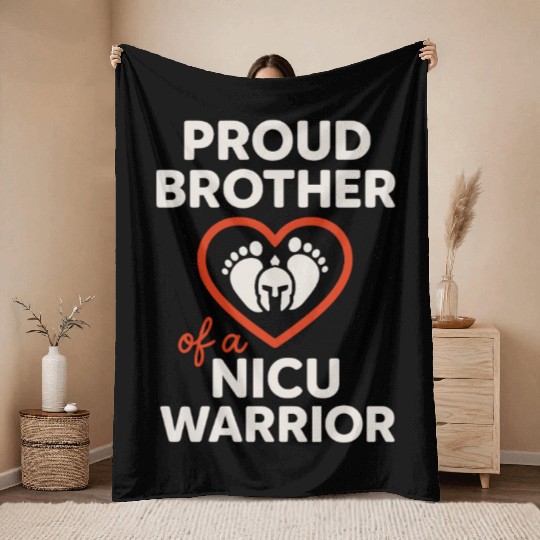 NICU Sibling Preemie Big Brother Big Sister Throw Blankets