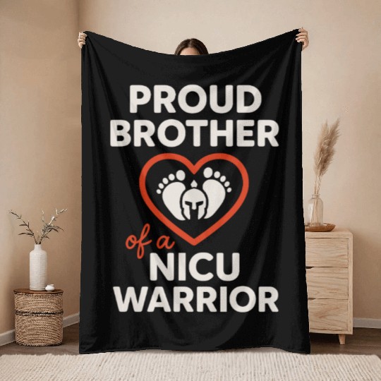 NICU Sibling Preemie Big Brother Big Sister Throw Blankets