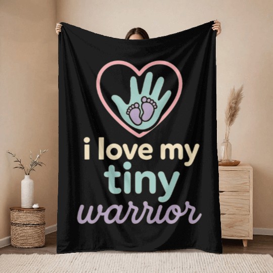 NICU Sibling Preemie Big Brother Big Sister Throw Blankets