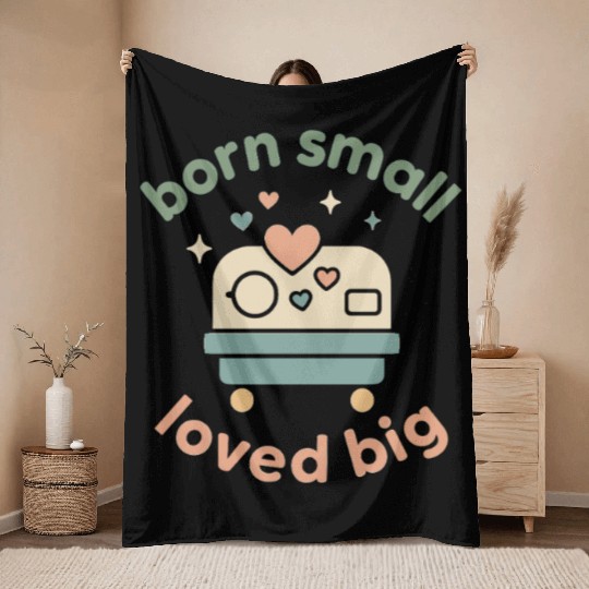 NICU Sibling Preemie Big Brother Big Sister Throw Blankets