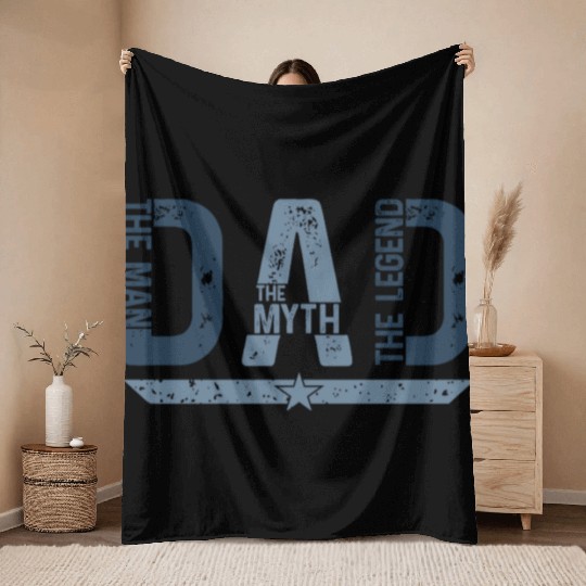 Dad The Man Myth Legend Vintage Style Throw Blankets