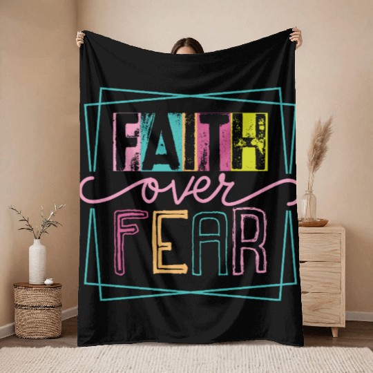 Christian Faith over Fear Throw Blankets