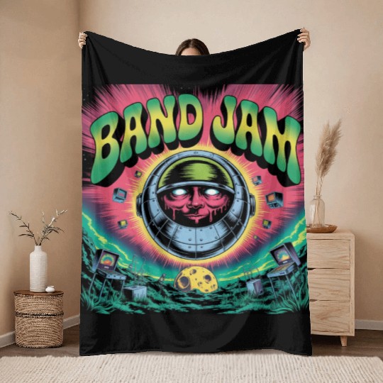 Psychedelic Band Jam Poster with Mechanical Throw Blankets