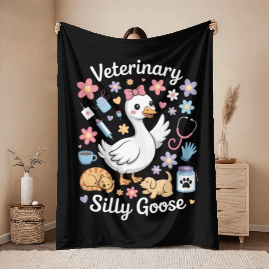 Veterinarian Silly Goose Veterinary Medicine Throw Blankets