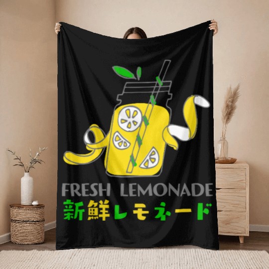 Fresh Lemonade Jar Whimsical Throw Blankets
