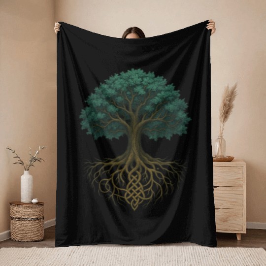 Ancient Yggdrasil Tree of Life – Celtic Forest Roo Throw Blankets