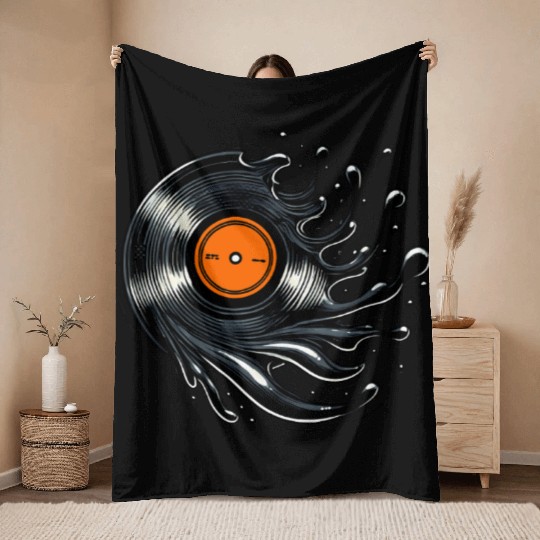 Vinyl Splash - Retro Music Style Throw Blankets