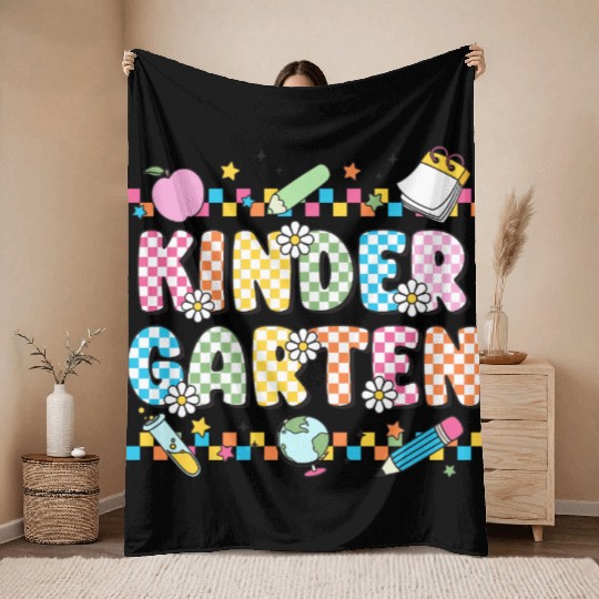 Kindergarten Checkerboard Teacher Throw Blankets