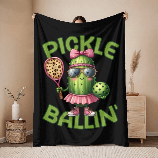 Pickle Ballin Pickleball Dink This Throw Blankets