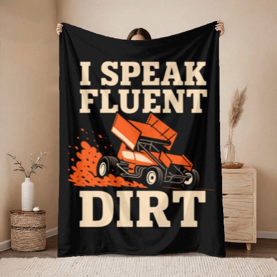 Sprint Car Racing Dirt Track Speed Oval Race Throw Blankets