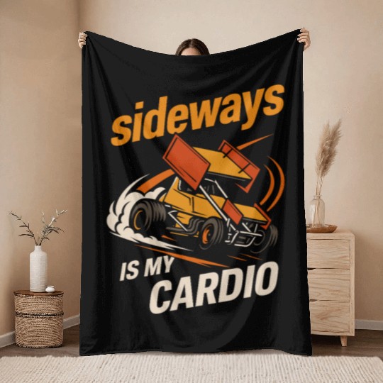 Sprint Car Racing Dirt Track Speed Oval Race Throw Blankets