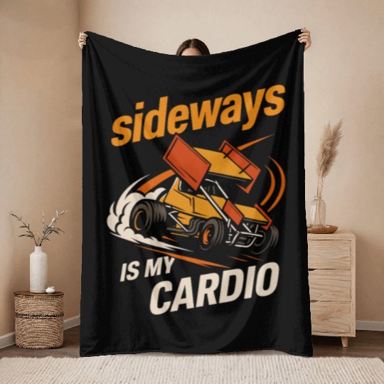 Sprint Car Racing Dirt Track Speed Oval Race Throw Blankets