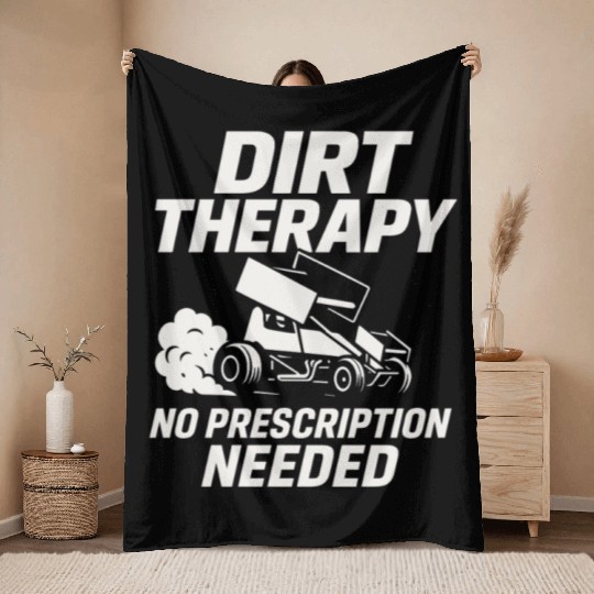 Sprint Car Racing Dirt Track Speed Oval Race Throw Blankets