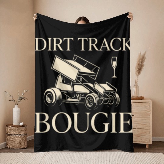 Sprint Car Racing Dirt Track Speed Oval Race Throw Blankets