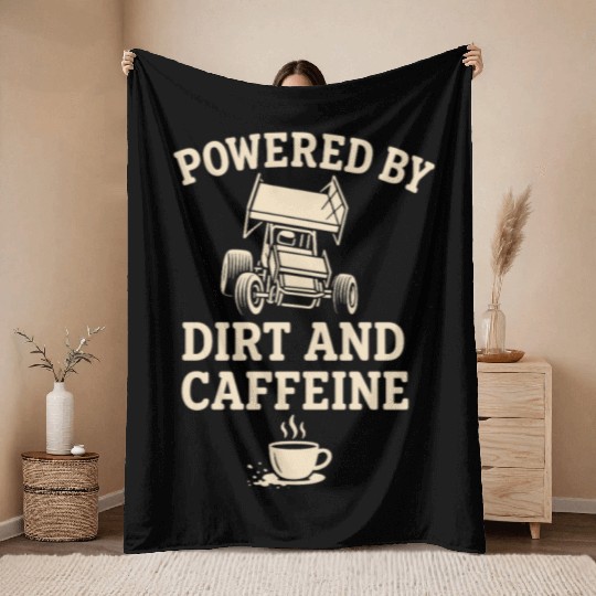 Sprint Car Racing Dirt Track Speed Oval Race Throw Blankets