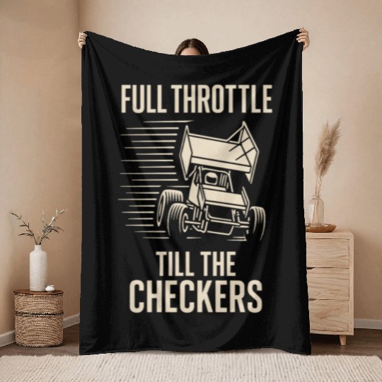 Sprint Car Racing Dirt Track Speed Oval Race Throw Blankets