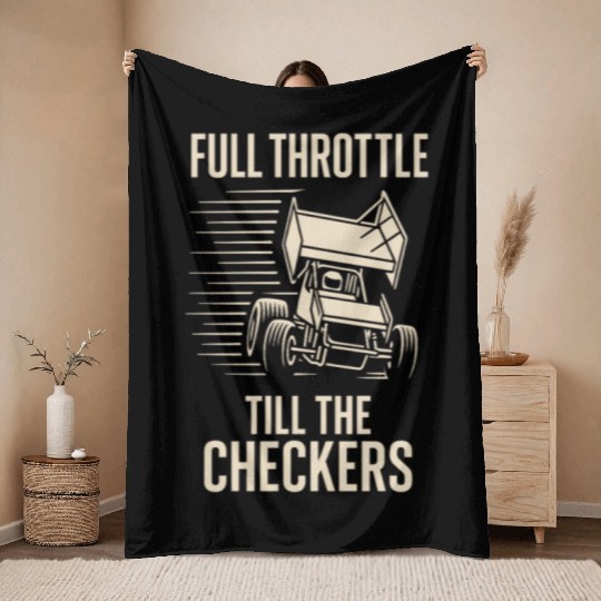 Sprint Car Racing Dirt Track Speed Oval Race Throw Blankets
